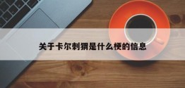 关于卡尔刺猬是什么梗的信息